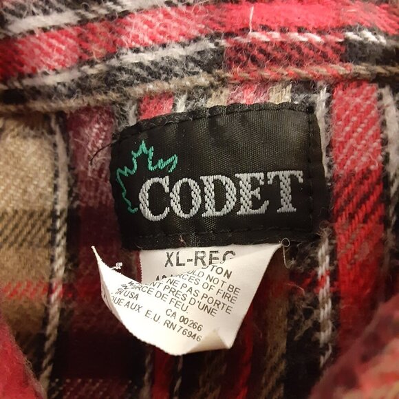 Codet (XL) Men's Red & Grey Plaid Long Sleeve Shirt w/2 Front Pockets. - Picture 2 of 4
